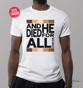 Mockup of man wearing t-shirt with Bible Verse artwork