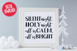 Mockup of framed Christmas decor text "Silent Night, Holy Night, All is Calm, All is Bright