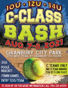 Flyer for Travel C-Clash Bash Softball Team tournament